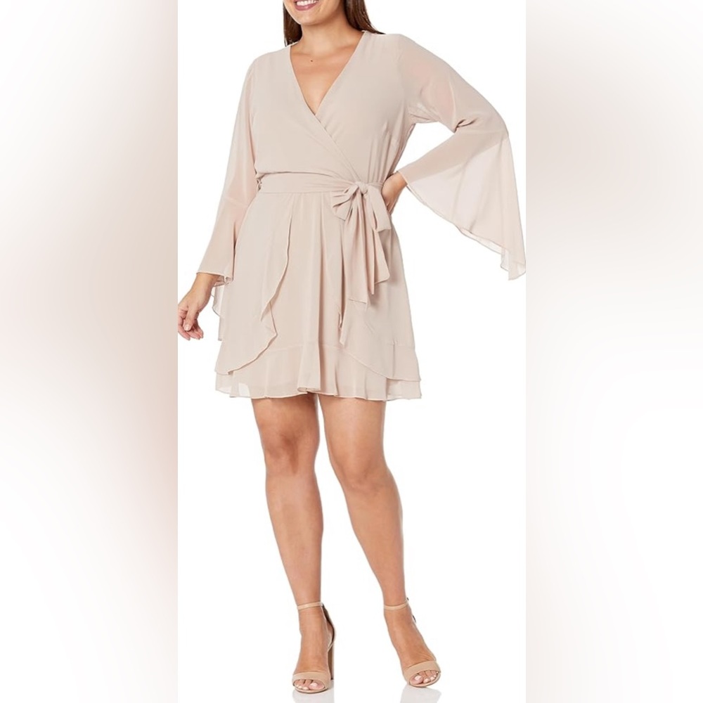 City Chic Tan Sweet & Easy Chiffon Cocktail Dress Size XL/22 NWT